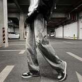 Men Jeans Summer Broken Loose Straight-Leg Wide-Leg Pants